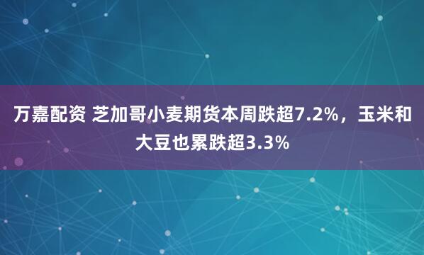万嘉配资 芝加哥小麦期货本周跌超7.2%，玉米和大豆也累跌超3.3%