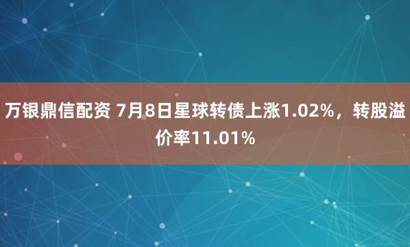 万银鼎信配资 7月8日星球转债上涨1.02%，转股溢价率11.01%