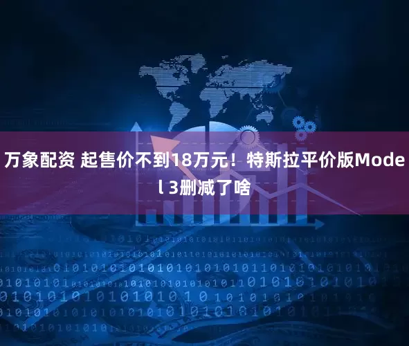万象配资 起售价不到18万元！特斯拉平价版Model 3删减了啥